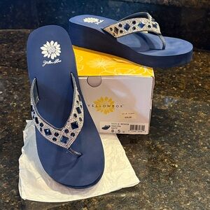 Yellow Box Women's Navy and Silver Sandals